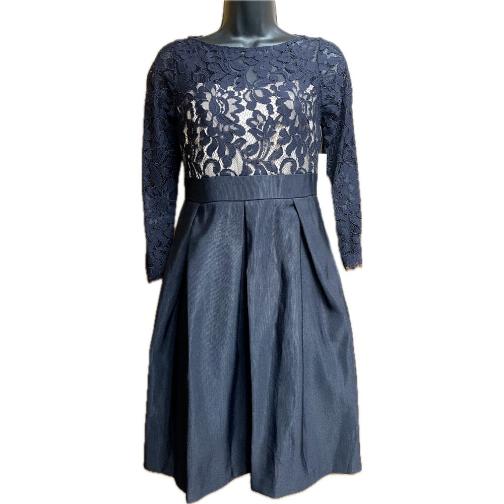 Eliza J Women's 3/4 Sleeve Boat Neck Knee Length Dress NEW SIZE 2 NAVY